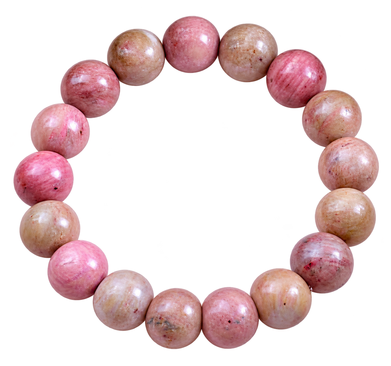 Rhodonite Stone Bracelet showing round gemstone beads