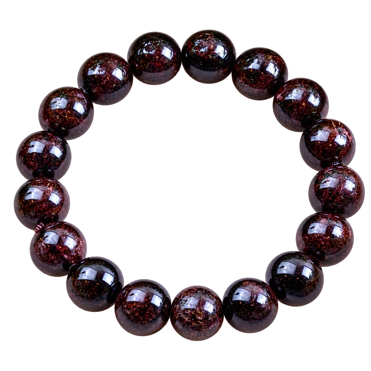Garnet Stone Bracelet showing round gemstone beads