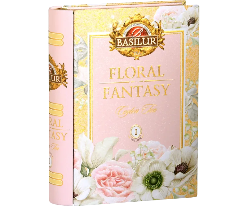 Basilur Floral Fantasy I Tea Book - Peppermint, Hibiscus & Rose Green Tea - 100g Loose Leaf