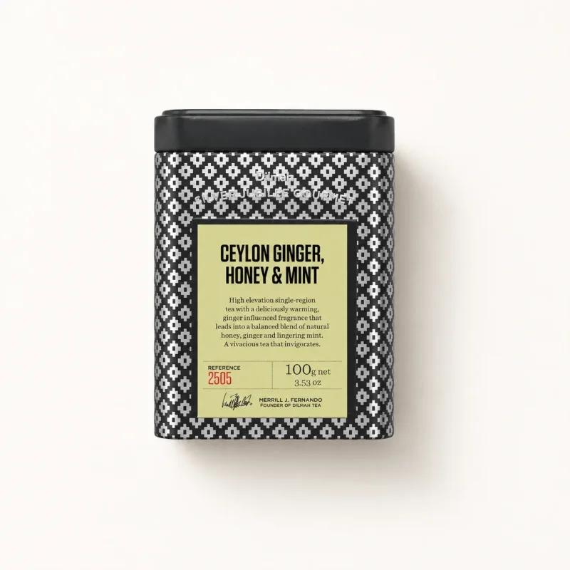 Silver Jubilee Ceylon Ginger, Honey & Mint Black Tea Tin Caddy-100g Loose Leaf