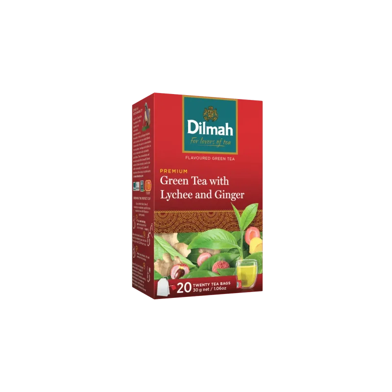 Premium Green Tea With Ginger And Lychee-20 Tea Bags with Tag