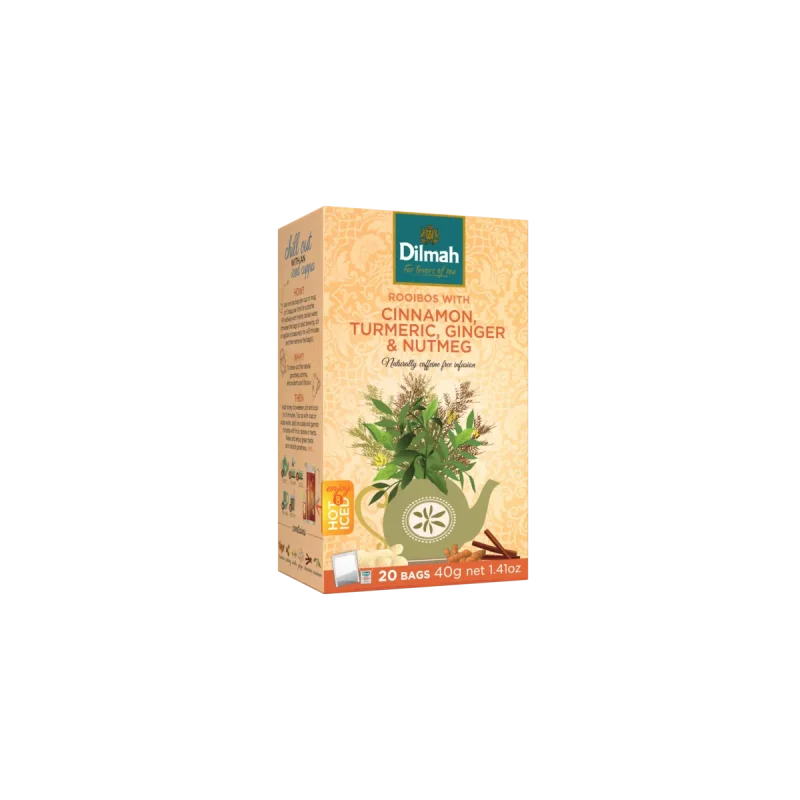 Red Rooibos Cinnamon, Turmeric, Ginger & Nutmeg Infusion-20 Tea Bags with Tag