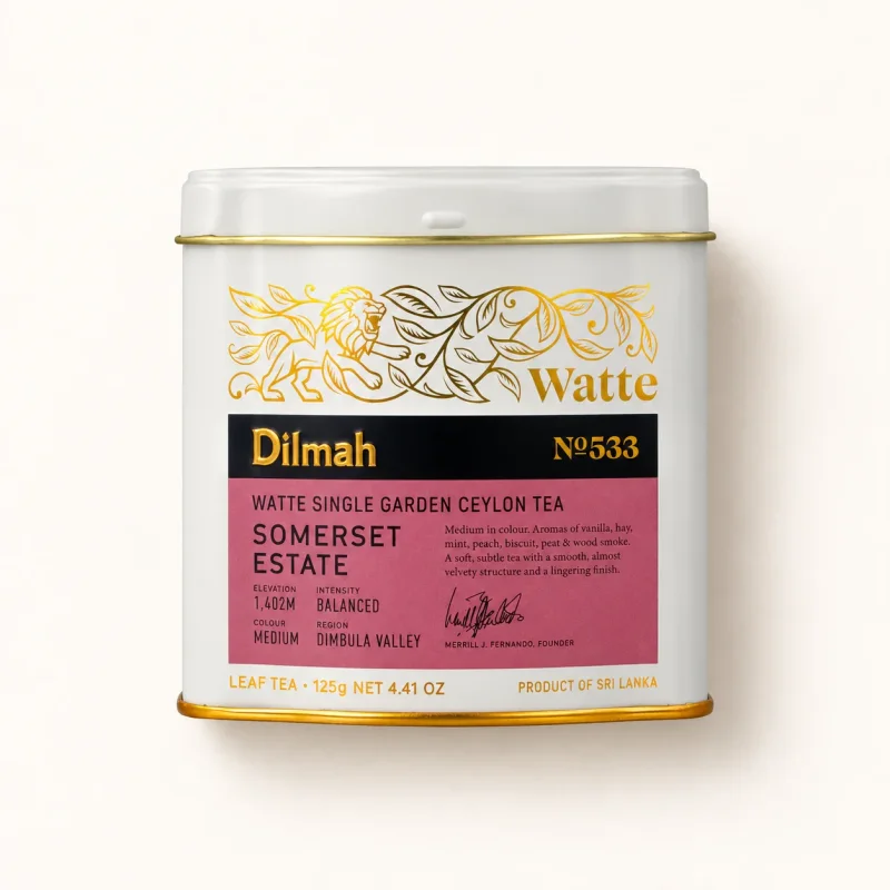 Dilmah Somerset Estate Watte Ceylon Black Tea Tin Caddy 125g Loose Leaf, Single Garden, High-Grown