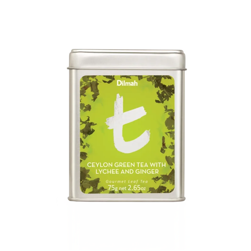 t-Series Ceylon Green Tea with Lychee and Ginger Tin Caddy-75g Loose Leaf
