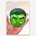 Green superhero face coconut shell wall art handmade in Sri Lanka