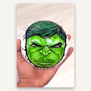 Green superhero face coconut shell wall art handmade in Sri Lanka