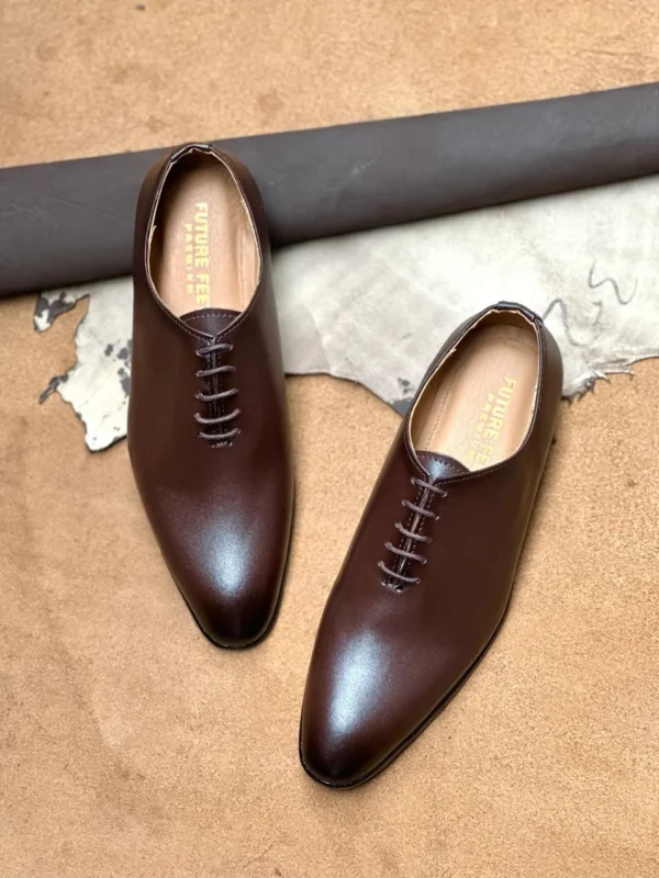 Coffee brown full grain cow leather whole cut Oxford shoes