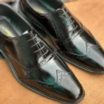 High-gloss black full grain cow leather brogue Oxford shoes