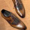 Dual tone brown full grain leather brogue Oxford shoes